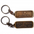 Breloc metalic turnat, I love Jesus